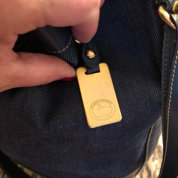 Dooney & Bourke vintage blue denim bucket bag navy leather trim unlined - Picture 7 of 12